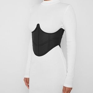 WHITE DRESS WITH BLACK CORSET BELT